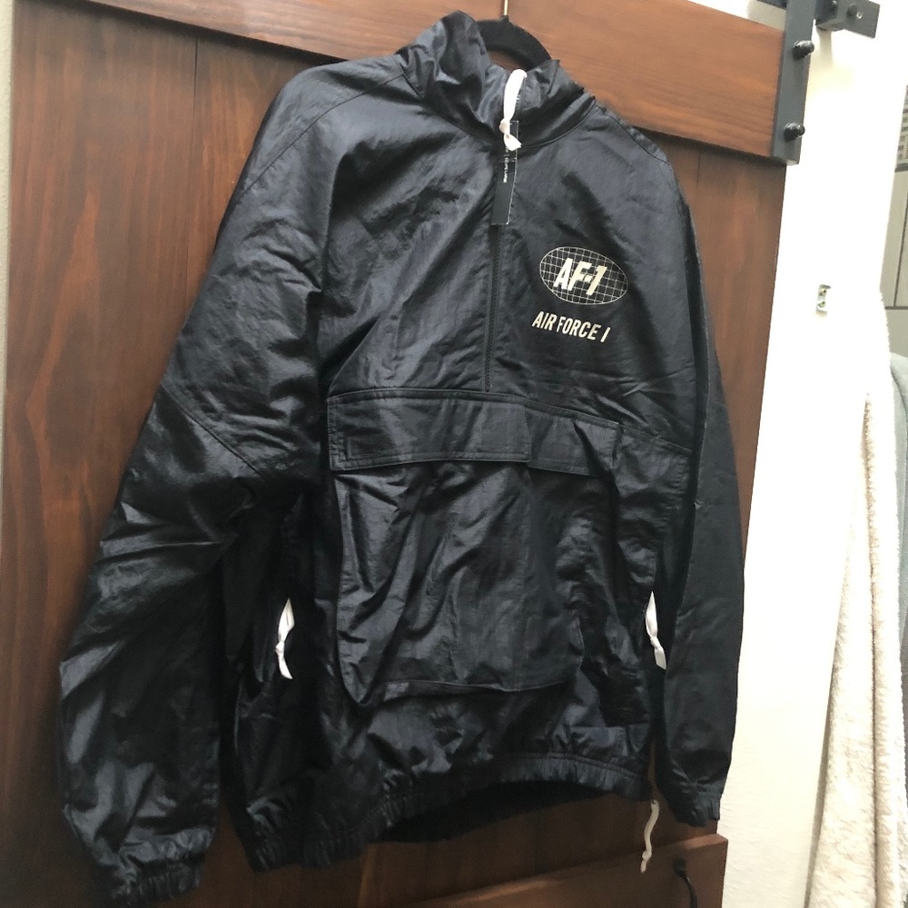 Nike Shield Air Force 1 Pullover Anorak Black BQ0034 010 Men's Size Large